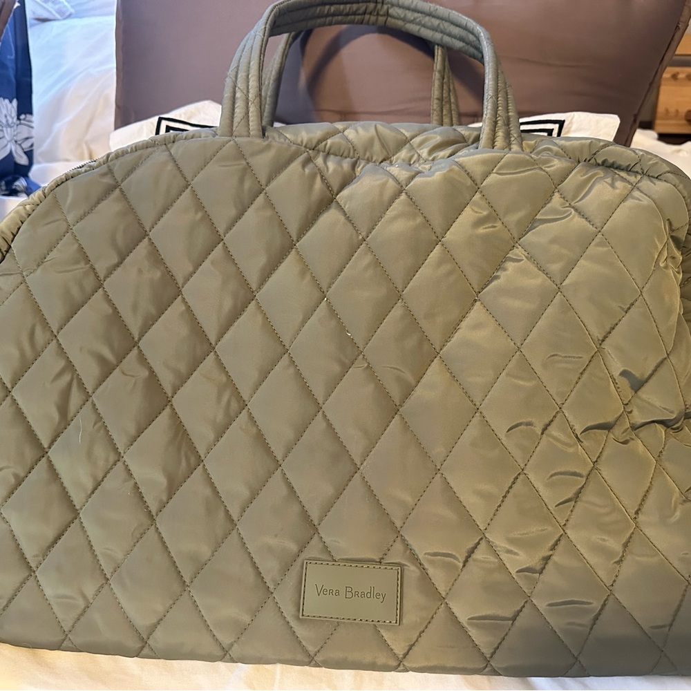 Vera Bradley Quilted Travel Bag in Olive Green